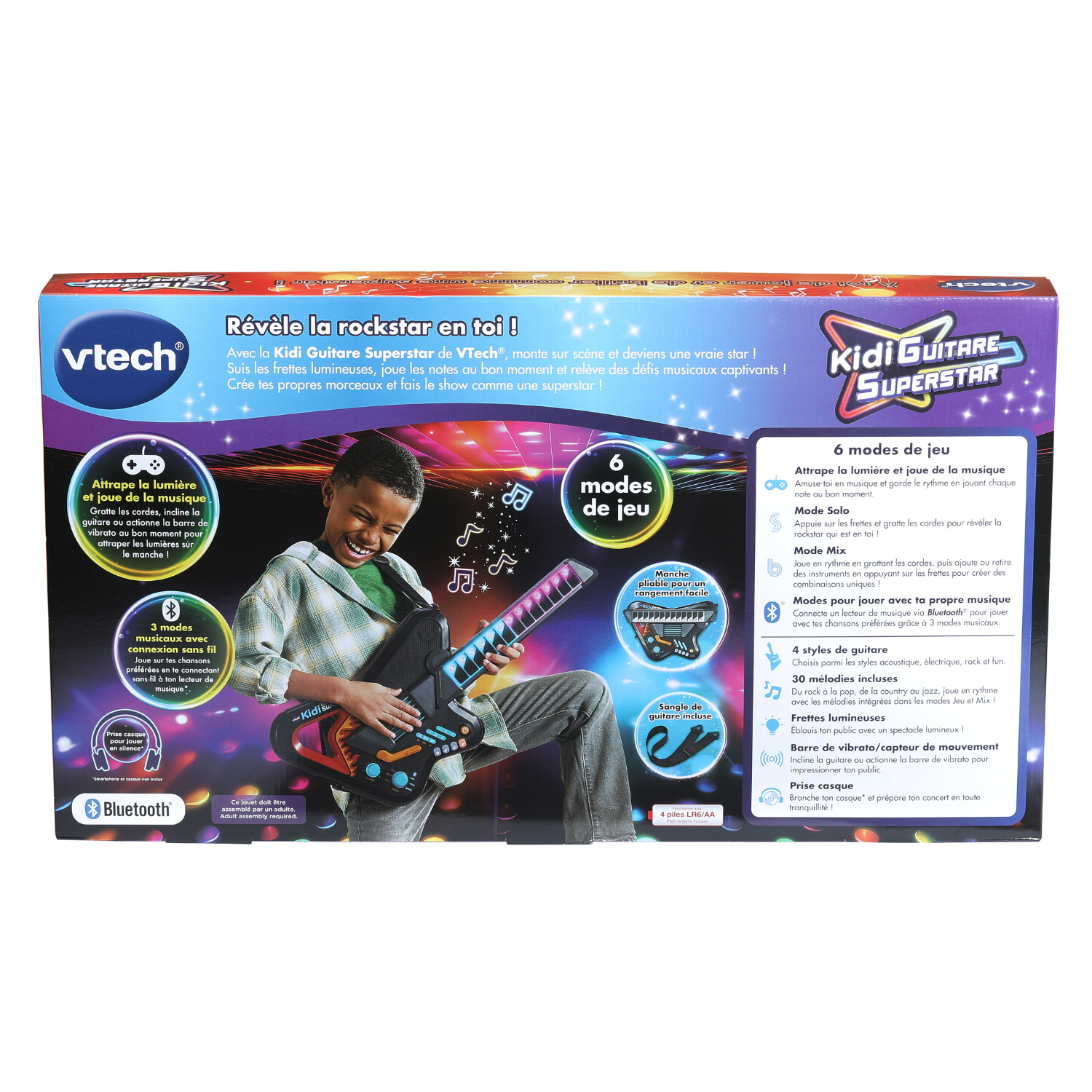 VTech Kidi Guitare Superstar pour créer de la musique, former un groupe, jouer à des jeux et plus encore pour les enfants - Version Française, 5+ Ans