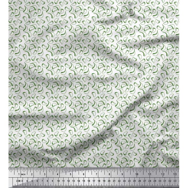 Soimoi Green Rayon Fabric Garlic Vegetable Printed Fabric 1 Yard 42 Inch Wide