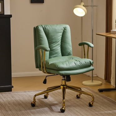 Ktaxon Chaise de Bureau Dossier Haut Chaise d'Étude Similicuir Pivotante Réglable Chaise de Coiffeuse avec Accoudoirs Rembourrés pour Conférence et Maison Vert