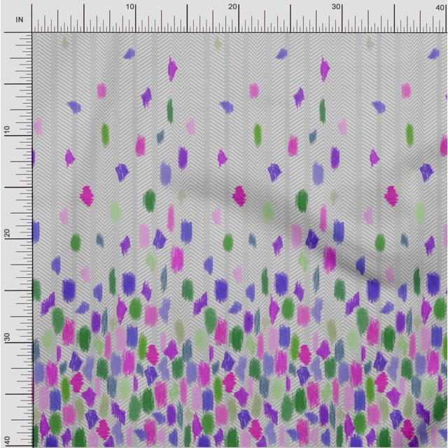 oneOone Georgette Viscose Fabric Chevron & Brush Stroke Panel Decor Fabric Printed BTY 42 Inch Wide