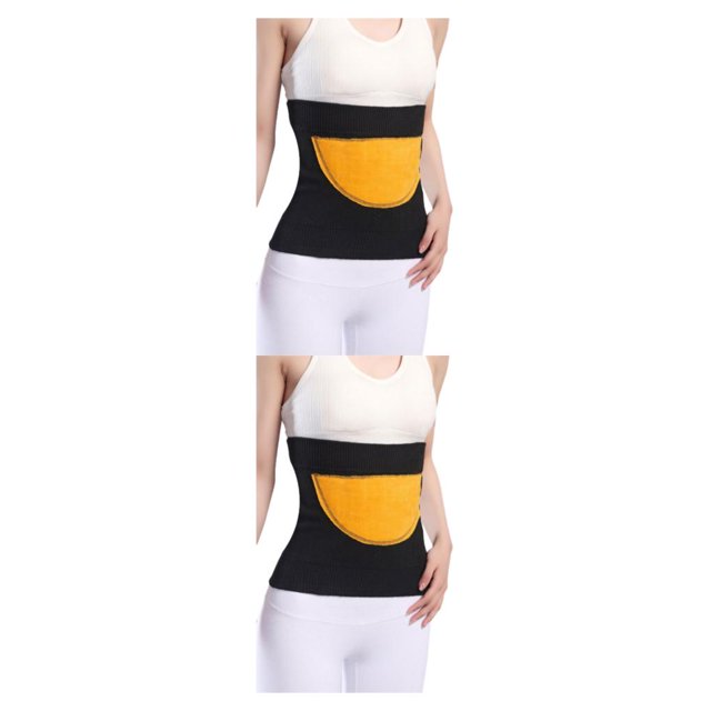 Transemion Stay Warm And Stylish Back Warmer Belt Breathable Elastic Waist Back Support brushed black XXL 2Set