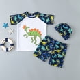 thumbnail image 2 of MIASHUI Boys Two Piece Rash Guard Swimsuits Kids Short Sleeve Bathing Suit with Sun Hat,White,5-6 Years, 2 of 3