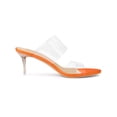 thumbnail image 3 of BLISSFUL STEP Women's Clear Slide Stiletto Heels Open Toe Slip On Sandals Orange 7, 3 of 7