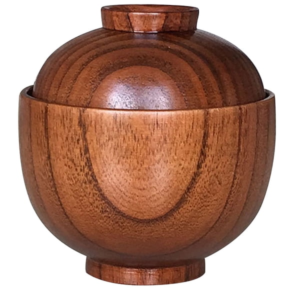 KAKOWELY Wooden Bowl with Lid Wood Food Serving Bowl Soup Bowl Salad Bowl Rice Bowl,3.94"X3.54"X3.54"