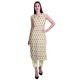 thumbnail image 1 of Moomaya Kurta Sans Manches à Col Peter Pan avec Pantalon Ensemble Ethnique 2 Pcs pour Femmes, 1 of 6