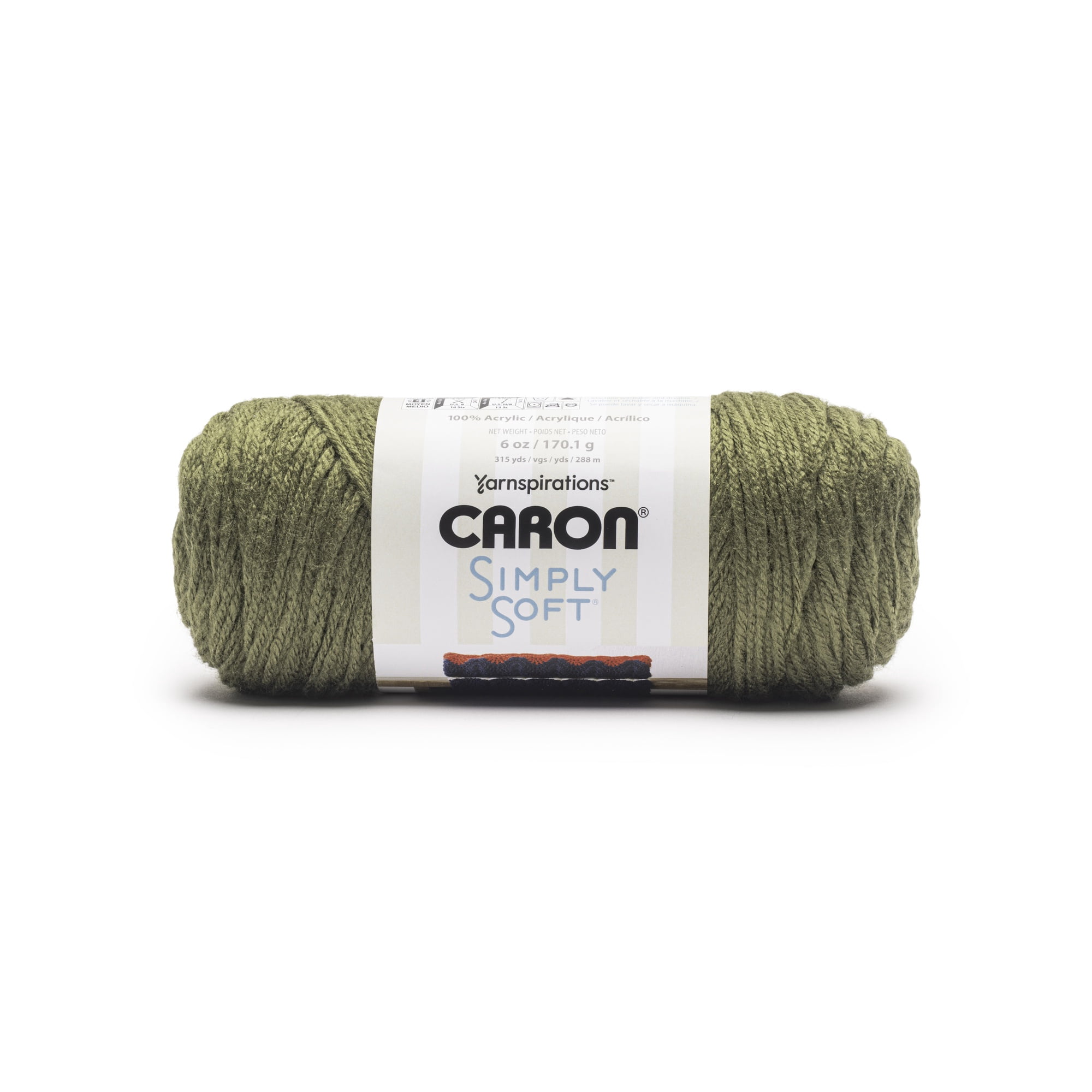 Laine acrylique peignée Caron® Simply Soft™ n° 4 (moyenne), Vert kaki, 170,1 g, 280 m
