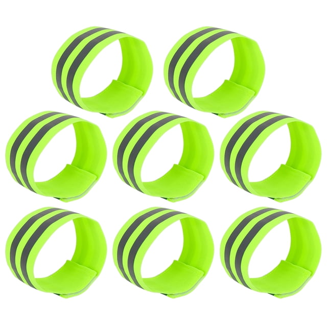Unique Bargains 8pcs Reflective Bands for Arm High Visibility Night Cycling Riding Reflector Tape Straps Bracelet