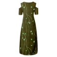 thumbnail image 4 of JULMCOMO Robes Grande Taille pour Femmes 5x Robe d'Été à Épaules Dénudées pour Invitée de Mariage Tendance à Imprimé Floral à Manches Courtes Col Ras du Cou Longue Robe Violet 5TG, 4 of 6