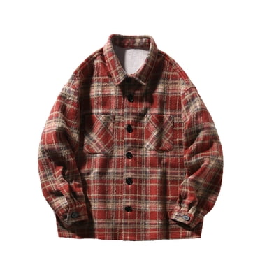 LNWUY Flannel Shirt for Men Plaid Button Down Long Sleeve Shirts Soft Pure Cotton Casual Cozy (M-5XL) Big and Tall Red XL