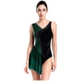 thumbnail image 1 of Zaldita Robe de Patinage Artistique pour Femmes à Blocs de Couleur, Moderne, Robe de Danse de Patinage sur Glace et à Roulettes, Justaucorps-Robe de Gymnastique Sans Manches, Vert, TTG, 1 of 7