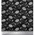 thumbnail image 1 of Soimoi Polyester Crepe Fabric Leaves & Floral Block Print Fabric by Yard 42 Inch Wide, 1 of 3