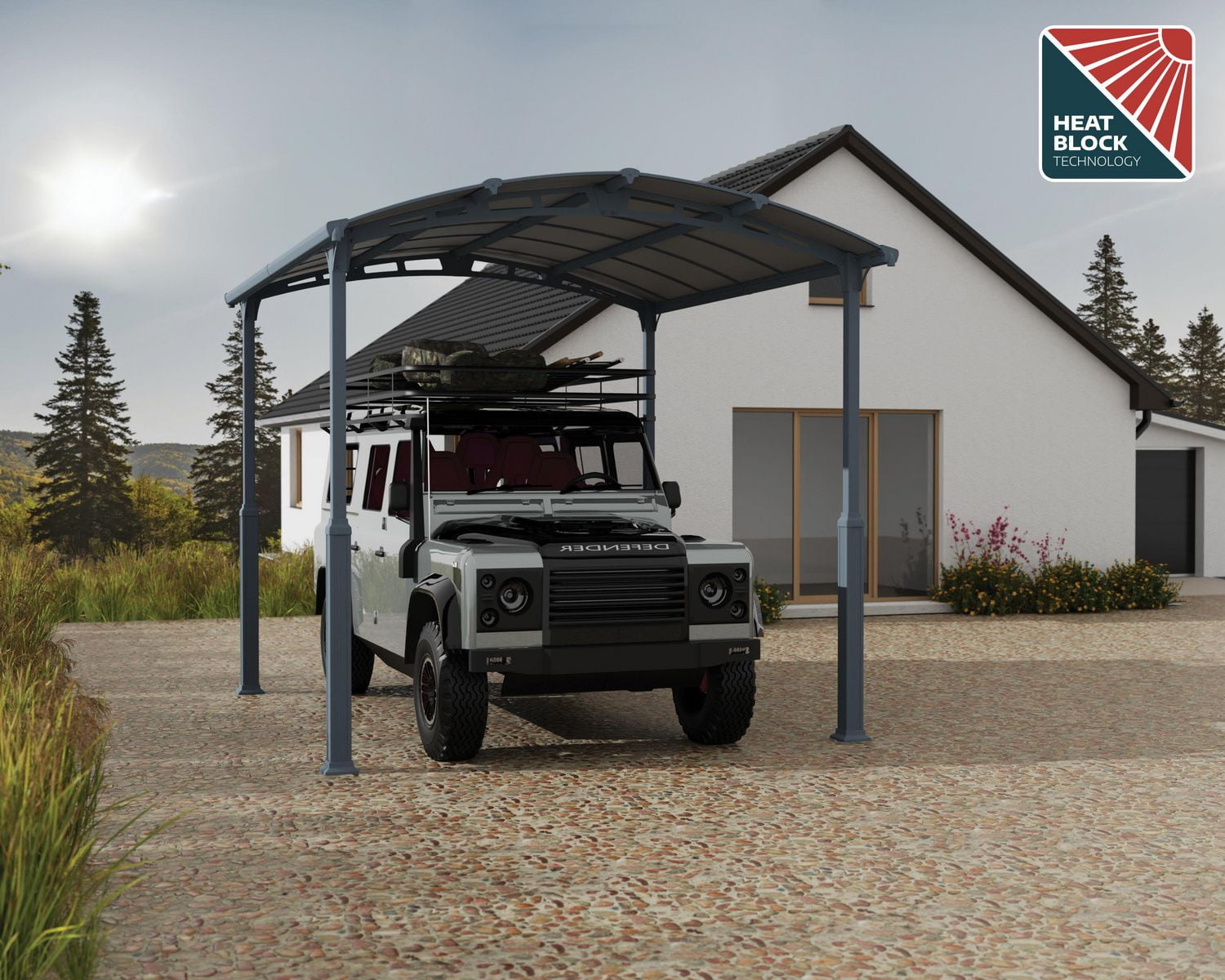 CANOPIA par PALRAM Alpine Kit d'abri d'auto 12 pi x 14 pi - Gris - Abri pour VR, voiture et bateau