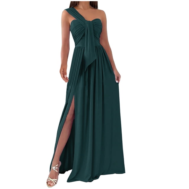 VEKDONE Liquidation 2025 Robe Élégante pour Femme Invitée de Mariage à une Épaule Soirée Formelle Cocktail Longue Maxi Robes, Robes Hawaïennes pour Femmes