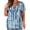 Bleu Ciel, variante sur EGNMCR T-Shirts pour Femmes Femmes Grande Taille Col en V Imprimé Teinture sur Nœuds à Boutons Manches Courtes Hauts T-Shirt Blouse
