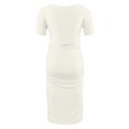thumbnail image 4 of Ovzne Robes d'Été pour Femmes 2025 Robe de Plage Femme à la Mode Imprimée Plissée Jupe de Maternité Manches Courtes Col Rond Mi-Mollet Robe Grande Taille Robe Manches Courtes Imprimée Liquidation, 4 of 7