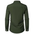 thumbnail image 3 of Penkiiy Chemise Habillée Décontractée pour Homme à Manches Longues Extensible Sans Plis Coupe Régulière Boutonnée TP Vert Armée, 3 of 4