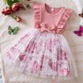 thumbnail image 2 of Robe d'Été pour Fille, Robe de Princesse en Coton à Manches Courtes avec Imprimé Floral pour Occasions Spéciales, 2 of 9
