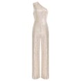 thumbnail image 3 of Xnihocha Combinaison une Pièce Sans Manches pour Femme, Robe de Soirée à une Épaule, Justaucorps à Paillettes, Robe de Soirée Beige TG, 3 of 7