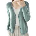 thumbnail image 2 of Cardigan Manteau Doux en Tricot pour Femmes, Mode Durable, Printemps et Automne, Décontracté, Ample, Uni, Manches Longues, Col en V, à Boutons - Hontri, 2 of 5