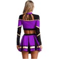 thumbnail image 2 of iiniim Costume de Pom-Pom Girl pour Femmes Uniforme de Cheerleading 2 Pcs Tenue Robe Crop Top avec Jupe Mini Plissée Violet G, 2 of 5