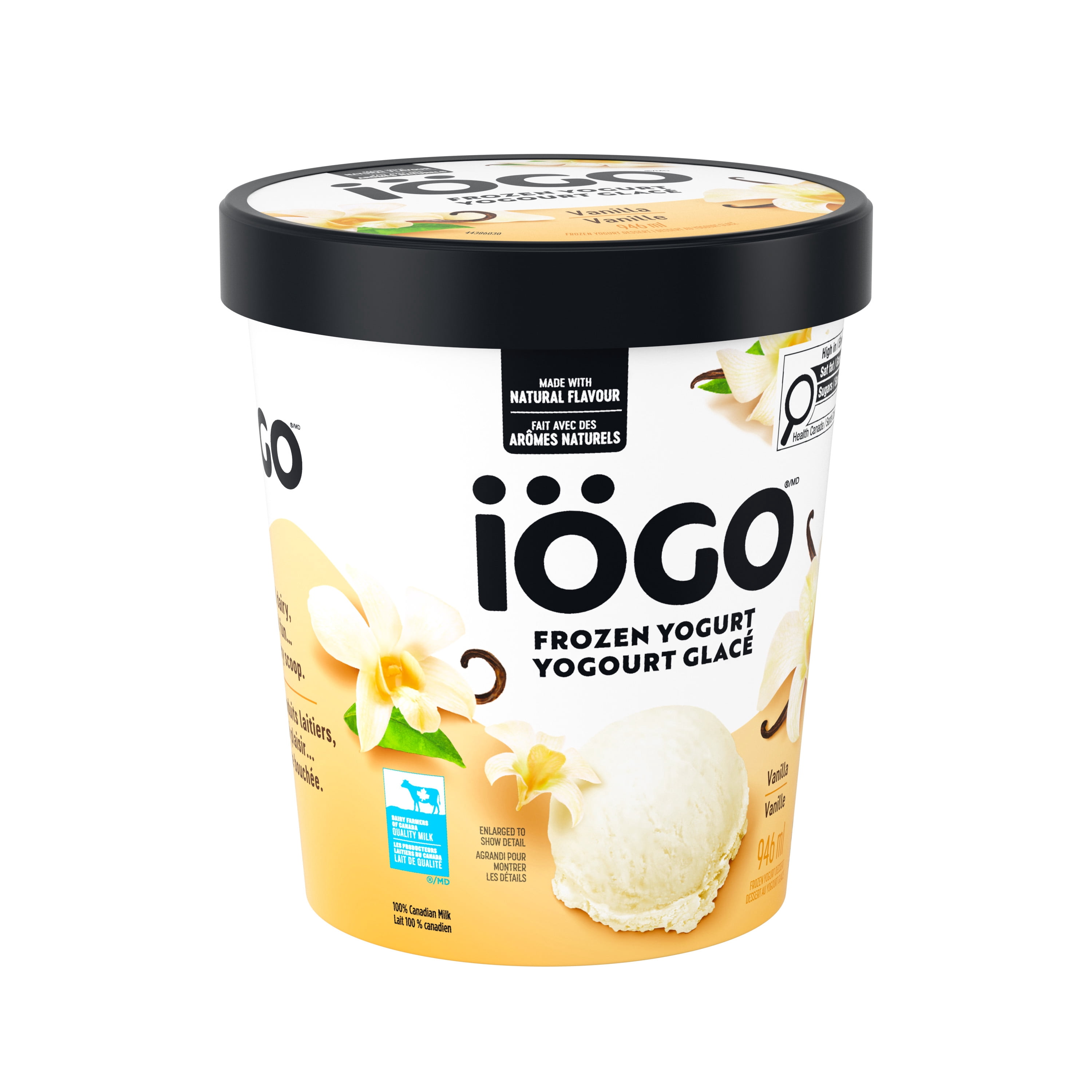 IOGO Frozen Yogurt, Vanilla, Real Dairy, Prepared In Canada, 100% Canadian Milk, 946 ml
