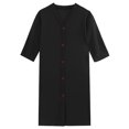 thumbnail image 4 of SNNROO Women Button down Robe 3/4 Sleeve Nightgowns Lightweight Bathrobe Sleepwear Loungewear with Pockets, 4 of 5