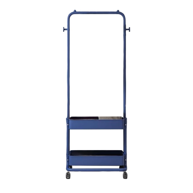 Support à Vêtements Polyvalent avec Roues, Organisateur de Vêtements Roulant, Petite Armoire sur Roulettes, Portant pour Chambre et Buanderie. Fabriqué en Matériau Fer durable, Il Présente un Cadre Antirouille, des Paniers à Deux Niveaux pour Organiser les Vêtements et une Tablette Inférieure pour Chaussures Ou Couvertures. le Support Est Mobile avec Quatre Roues, Convient aux Petits Espaces, Dortoirs, Chambres Ou Buanderies. Dimensions : 150cm x 30cm x 43cm (59.06 Po x 11.81 Po x 16.93 Po).