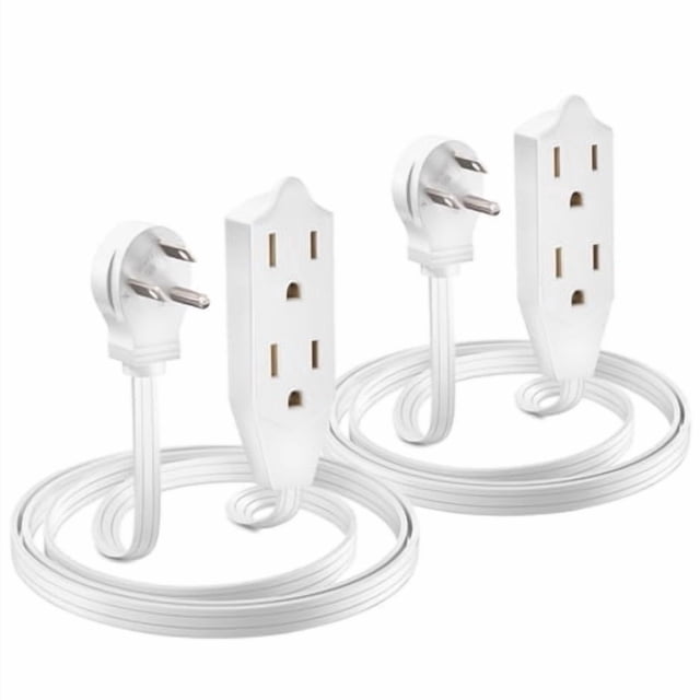 Maximm Câble Rallonge/fil à Fiche Plate de 3 Pieds, Prise Multiple - Rallonge à Fiche Inclinée à 3 Broches - Blanc Certifié UL (Lot de 2)