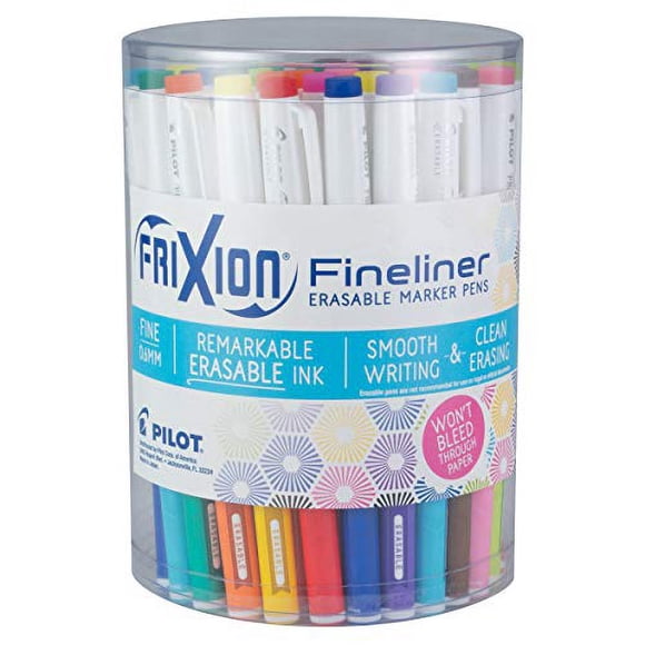 Pilot,FriXion Fineliner Marqueurs Effaçables, Pointe Fine 0,7 mm, Contenant de 36, Couleurs Assorties (3 de 12 Couleurs)