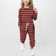 thumbnail image 2 of Plebaso Ensemble 2 Pcs Garçons Filles Tenues Rayées Manches Longues Col Rond Hauts Joggeurs Vêtements Décontractés Enfants, 2 of 5
