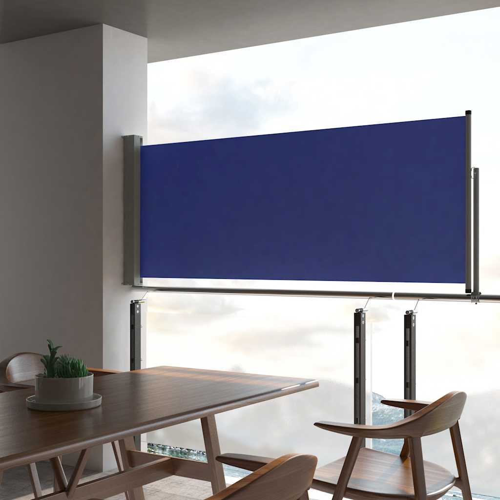 vidaXL Patio Retractable Side Awning 100x300 cm Blue