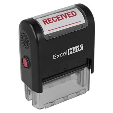 ExcelMark A-1539 Tampon en Caoutchouc Auto-Encreur - Reçu avec Ligne Signature - Encre Rouge
