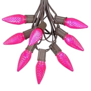 25 Foot C9 LED Outdoor Lighting Patio Christmas String Light Set, Red, Brown Wire, 25 Bulbs