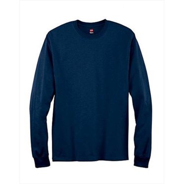 Hanes 5586 Tagless Long-Sleeve T-Shirt Size 3 Extra Large, Navy Blue