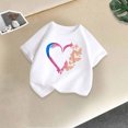 thumbnail image 1 of Rbaofujie T-Shirt à Manches Courtes pour Fille avec Imprimé Cœur, Col Rond, Sortie, T-Shirt Basique, 1 of 5