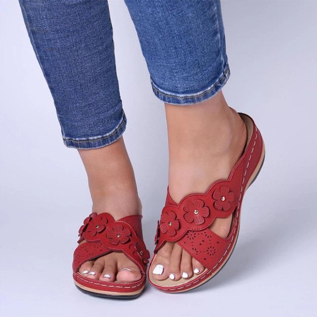 DPTALR Sandales Compensées Décontractées à Fleurs pour Femmes Dames Chaussures Pantoufles d'Extérieur