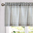 thumbnail image 1 of Valance Curtain Linen Textured Striped Window Curtain for Living Room Light Filtering Ticking Stripe Farmhouse Valance for Kitchen Rod Pocket 1 Panel 16 Inch Blue on Beige 1 Panel, 1 of 8