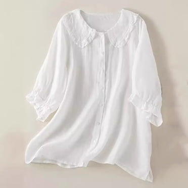 zbxnLI Chemises d'Été à Manches Courtes pour Femmes, Hauts Légers et Décontractés, Blouses Amples à Col, Vêtements pour Dames