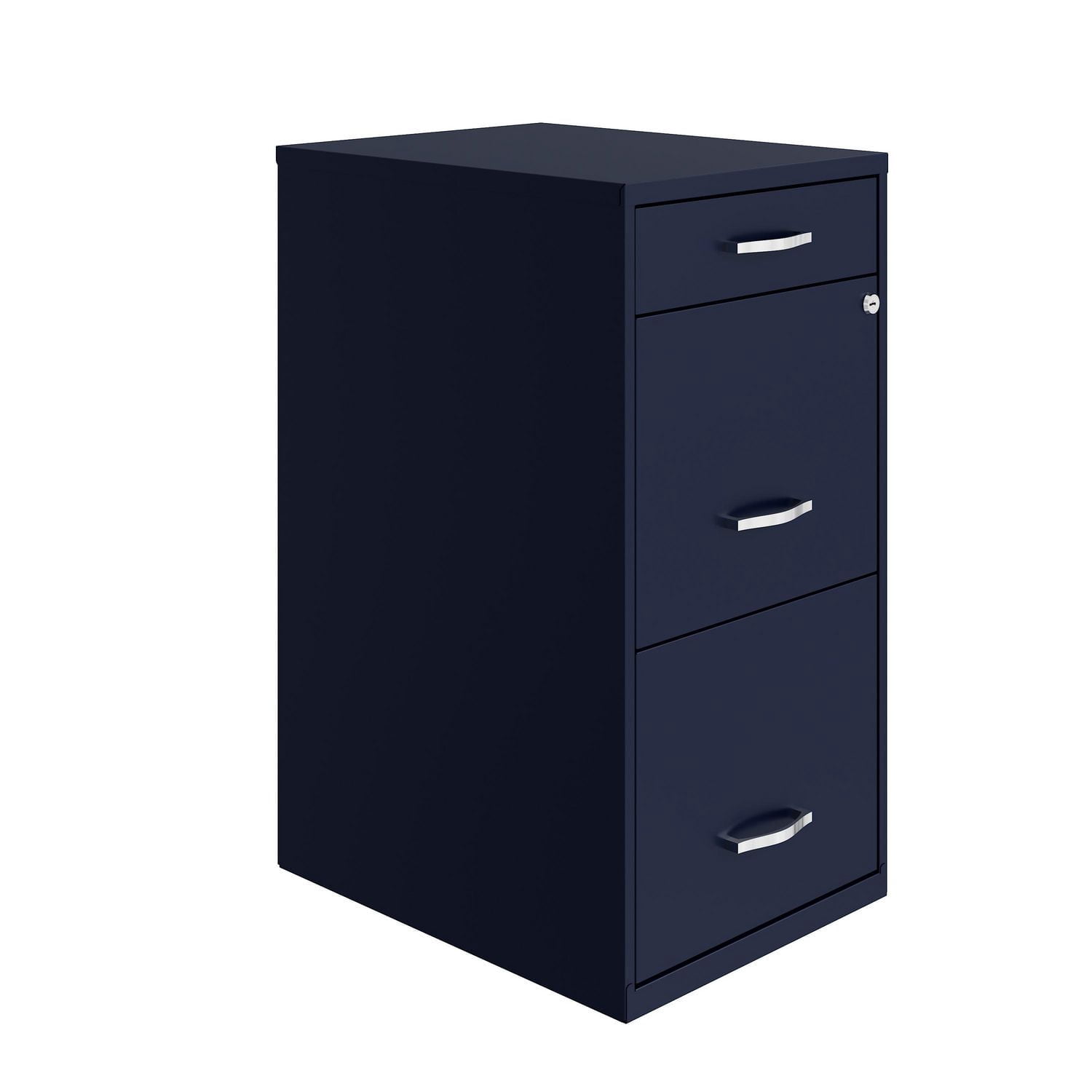 18" Deep 3 Drawer Metal Organizer File Cabinet with Pencil Drawer, Navy