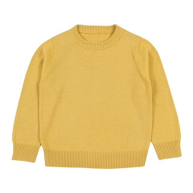 RXIRUCGD Boys And Girls Solid Color Sweater Pullover Knitted Sweater Candy Base Sweater( Gold, Size:7-8 Years )
