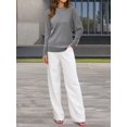thumbnail image 4 of Women'S Wool Blend Classic Crew Neck Casual Fall Sweaters Light Gray L, 4 of 8