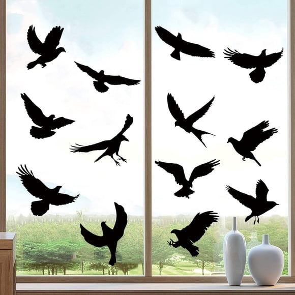 WHEANG Wall Decor DIY -collision Black Glass Sticker Static Electricity Removable Grille Warnings Wall Sticker