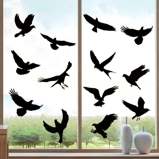 WHEANG Wall Decor DIY -collision Black Glass Sticker Static Electricity Removable Grille Warnings Wall Sticker