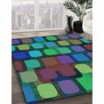thumbnail image 3 of Ahgly Company Tapis d'Intérieur Lavable à la Machine, Carré, Transitionnel, Vert Menthe, Tapis de Zone, 5 Pieds Carré, 3 of 7