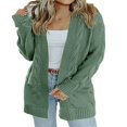 thumbnail image 1 of Women Cable Knitted Cardigan Outwear Solid Color Long Sleeve Open Front Sweater Jacket with Pockets, 1 of 5