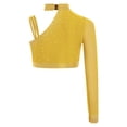 thumbnail image 4 of Manyakai Kids Girls Shiny Rhinestone Jazz Latin Modern Lyrical Dance Crop Tops Irregular Shoulder Yellow 14, 4 of 7