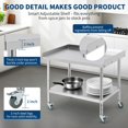 thumbnail image 3 of EDTara Stainless Steel Work Table with Wheels, Heavy-Duty Prep Table with Removable Backsplash for Versatile Commercial Use, 3 of 7