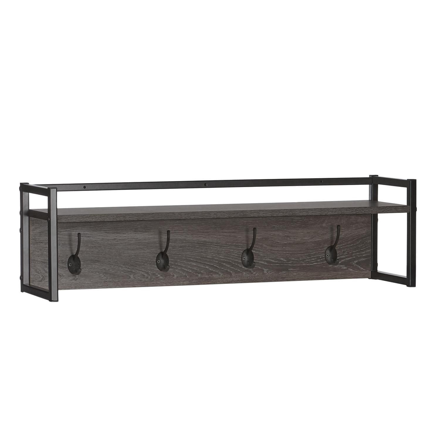 Afton Collection Maison RiverRidge® Étagère murale à 4 crochets, 8,88 po. (haut) x 31,63 po. (larg) x 7,88 po. (prof), bois patiné