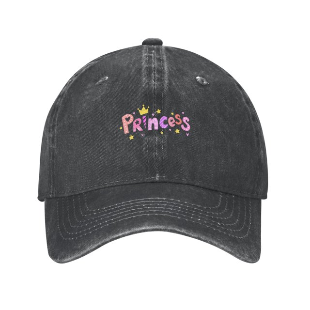 ZICANCN Princess Letters Casquette de Baseball Réglable Femmes, Chapeaux pour Hommes Adulte Lavé Coton Denim Baseball Caps Mode Noir