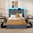 thumbnail image 2 of Gymax Full Size Bed Frame w/LED Lights Charging Station 2 Storage Pockets & 4 Drawers, 2 of 10